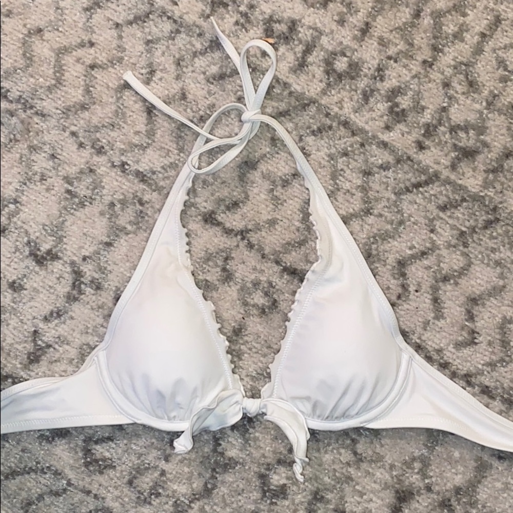 Victoria’s Secret Ruffle Halter BIkini Top White